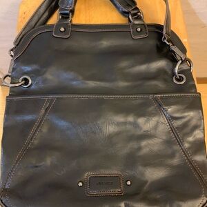 Nine West Black Leather Flap Over Shoulder Bag with Versatile Style